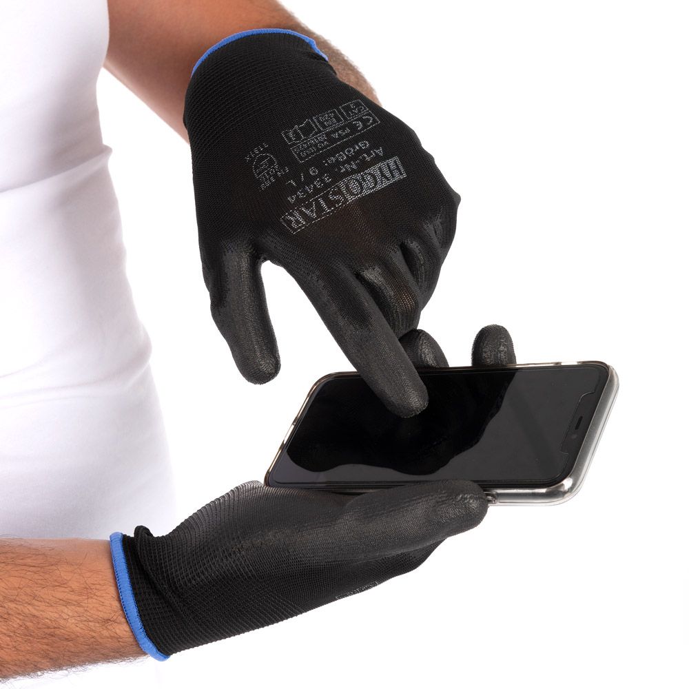 Rukavice z jemného úpletu Black Ace Touch - PU zátěr